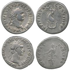 ANCIENT COINS, ROMAN, Mint of Rome unless otherwise stated, Titus (AD 81-96), Silver Denarius, struck AD 80, IMP TITVS CAES VESPASIAN AVG P M , laureate head facing right , rev TR P IX IMP XV COS VIII