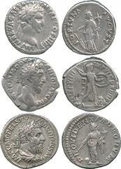 ANCIENT COINS, ROMAN, Nerva (AD 96-98), Silver Denarius, laureate facing head right , rev Fortuna (RIC 16); Commodus (AD 177-192), Silver Denarius, laureate head facing right , rev Minerva (RIC 72); M