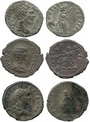 ANCIENT COINS, ROMAN, Mint of Rome unless otherwise stated, Septimius Severus (AD 193-211), Silver Denarius, struck AD 195, laureate head facing right , rev P M TR P III COS II P P , Minerva standing 