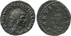 ANCIENT COINS, ROMAN, Mint of Rome unless otherwise stated, Quintillus (AD 270), Æ Antoninianus, IMP C M AVR C L QVINTILLVS AVG , radiate, draped and cuirassed bust facing right , rev LAETITIA AVG , L