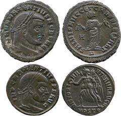 ANCIENT COINS, ROMAN, Mint of Rome unless otherwise stated, Maxentius (AD 306-312), Æ Follis, minted at Carthage, as Caesar, AD 306, laureate head right , rev SALVIS AVGG ET CAESS FEL KART , Carthage 