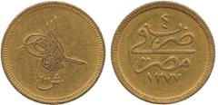 G Islamic Coins, Ottoman Empire, Abdulaziz, Gold 100-Qirsh, Misr 1277h, Year 4, Paris mint, 8.49g (KM 264). Very fine and scarce. £300-400
