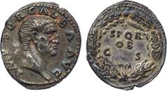 ANCIENT COINS, ROMAN , Galba (AD 68-69), Silver Denarius, mint of Rome, IMP SER GALBA AVG , head facing right , rev S P Q R / OB / C S within an oak-wreath, 3.42g, 6h (RIC 167; C 287; cf BMC 34; RCV 2