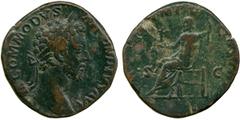 ANCIENT COINS, ROMAN , Commodus (AD 177-192), Æ Sestertius, M COMMODVS ANTONINVS AVG , laureate head facing right, rev [TR P VIII I]MP V COS IIII P P, S-C , Jupiter seated left, holding Victory and a 