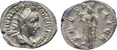 ANCIENT COINS, ROMAN , Herennius Etruscus (AD 251), Silver Antoninianus, mint of Rome, struck AD 250-251, Q HER ETR MES DECIVS NOB C , bust facing right, radiate and draped , rev SPES PVBLICA , Spes a