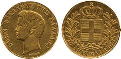 G WORLD COINS, GREECE, Otho (1832-1862), Gold 20-Drachmai, 1833, Munich mint, 5.72g (KM 21; F 10). Very fine. £400-500