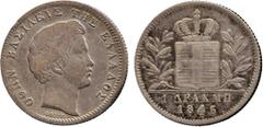 WORLD COINS, GREECE, Otho, Silver Drachma, 1846 (KM 15). Attractive old tone, very fine and very rare. £700-900