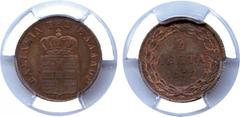 WORLD COINS, GREECE, Otho, Copper 2-Lepta, 1833 (KM 14). In PCGS holder graded MS64RB. £200-300