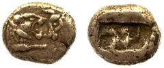 LYDIA AND THE PERSIAN ROYAL COINAGE No.: 3 Estimate: £ 60 Croesus 561-545 BC and later, Siglos (plated) 3.97g, foreparts of lion and bull facing each other, rev incuse rectangular punch mark (see BMC 