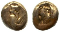 LYDIA AND THE PERSIAN ROYAL COINAGE No.: 4 Estimate: £ 140 Darius I, c.500-485 BC, Siglos 5.35g. half length figure of the Great King right, crowned, bearded, holding bow in one hand, arrows in the ot