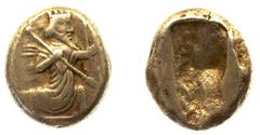 LYDIA AND THE PERSIAN ROYAL COINAGE No.: 13 Estimate: £ 50 Siglos 5.56g, Class IIIb time of Darius II to Artaxerxes II, c.420-375 BC, later style, similar figure of Great King, without pellets, draper