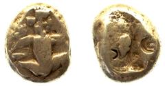 LYDIA AND THE PERSIAN ROYAL COINAGE No.: 19 Estimate: £ 50 Siglos 5.55g, Class IV, similar, rev rectangular punch with relief symbol, a facing helmet, and two uncertain countermarks (Carradice type IV