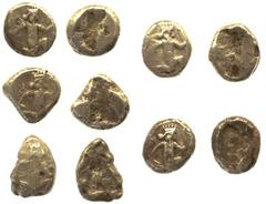 LYDIA AND THE PERSIAN ROYAL COINAGE No.: 29 Estimate: £ 100 Sigloi (5), type IV, dagger and bow, early style. Four with one reverse countermark, one with test punch, fine. (5) £100-120