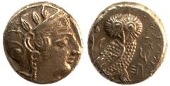 PERSIAN COINAGE IN EGYPT No.: 630 Estimate: £ 600 Egypt, Memphis, Artaxerxes III Ochus, after 343 BC, Tetra-drachm 16.47g, with Athenian types, helmeted head of Athena right, rev owl standing right, i