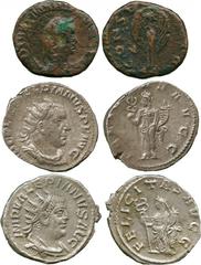 ANCIENT COINS, ROMAN, Valerian I (AD 253-260), Antoniniani (2), radiate, draped and cuirassed bust facing right, rev FELICITAS AVGG , Felicitas standing left, holding a caduceus and a cornucopiae (cf 