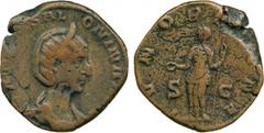 ANCIENT COINS, ROMAN, Salonina (wife of Gallienus), Æ Sestertius, AD 255-256, [CORNELIA] SALONINA A[VG] , diademed and draped bust facing right, rev IVNO R[EG]INA, S-C , Juno standing left, holding a 