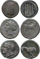 ANCIENT COINS, Greek, Campania, Neapolis (c.270 BC), Silver Didrachm, head of nymph left, an elephant behind neck, rev man- headed bull right, Nike above; Lucania, Metapontum (c.530-510 BC), Silver In