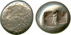 ANCIENT COINS, Greek, Ionia (c.670 BC), Electrum Trite, lightly striated surface (perhaps an earlier prototype of the clearly striated issues), rev two incuse punches, side-by-side, 4.60g (SNG Kayhan 
