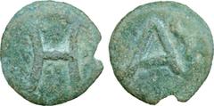 ANCIENT COINS , Roman, Anonymous (c.280 BC), Aes Grave Coinage, Æ Semuncia, minted at Hatria, Apulia, H, rev A Σ , 20.38g (Thurlow-Vecchi 187; Haeberlin, pl. 76). Attractive green patina, very fine . 