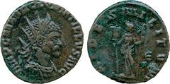 ANCIENT COINS , Roman, Quintillus (AD 270), Æ Antoninianus, IMP C M AVR CL QVINTILLVS AVG , radiate, draped and cuirassed bust facing right, rev FIDES MILITVM , Fides Militum standing left, holding a 