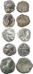 ANCIENT COINS, GREEK, Cyprus, Silver Fractions (5), comprising Salamis (c.445-411 BC), Hemiobols(?) (2), young male head, rev smooth; Euelthon (c.530-480 BC), Obol, ram left, rev smooth; Evagoras II (