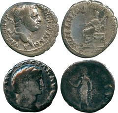 ANCIENT COINS, ROMAN, Otho (AD 69), Silver Denarius, bare head facing right , rev Securitas; Vitellius (AD 69), Silver Denarius, laureate head facing right , rev Vesta. First fair to fine, the second 