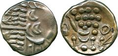 ANCIENT COINS, CELTIC, Celtic, Durotriges, Silver Stater, c.58-45 BC, devolved wreath pattern, rev disjointed horse left, spread tail, eye-shape behind, 5.75g (VA 1238; BM C 2662; S 366). Nearly extre