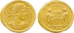 THE ALFRED FRANKLIN COLLECTION OF ANCIENT COINS, ROMAN GOLD , Constans (AD 337-350), Gold Solidus, mint of Thessalonica, struck AD 347-378, CONSTANS AVGVSTVS , pearl-diademed, draped and cuirassed bus