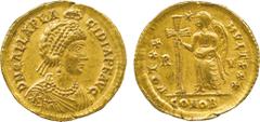 THE ALFRED FRANKLIN COLLECTION OF ANCIENT COINS, ROMAN GOLD , Gall a Placidia (Daughter of Theodosius I), Gold Solidus, mint of Ravenna, struck AD 426-430, D N GALLA PLA-CIDIA P F AVG , pearl-diademed
