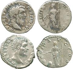 THE ALFRED FRANKLIN COLLECTION OF ANCIENT COINS, ROMAN SILVER AND BRONZE COINS , Pertinax (AD 193), Silver Denarius, laureate head facing right, rev LAETITIA TEMPOR COS II , Laetitia standing left, ho