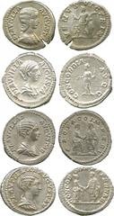 THE ALFRED FRANKLIN COLLECTION OF ANCIENT COINS, ROMAN SILVER AND BRONZE COINS , Plautilla (wife of Caracalla), Silver Denarii (4), revs. Venus, Concordia (2), Caracalla and Plautilla. Generally good 