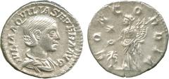 THE ALFRED FRANKLIN COLLECTION OF ANCIENT COINS, ROMAN SILVER AND BRONZE COINS , Aquilia Severa (second wife of Elagabalus), Silver Denarius, IVLIA AQVILIA SEVERA AVG , draped bust facing right, rev C