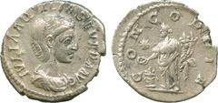 THE ALFRED FRANKLIN COLLECTION OF ANCIENT COINS, ROMAN SILVER AND BRONZE COINS , Aquilia Severa (second wife of Elagabalus), Silver Denarius, IVLIA AQVILIA SEVERA AVG , draped bust facing right, rev C
