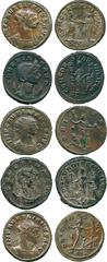 THE ALFRED FRANKLIN COLLECTION OF ANCIENT COINS, ROMAN SILVER AND BRONZE COINS , Aurelian (AD 270-275), Antoniniani (3), revs Sol (2), Concordia and emperor; Severina (wife of Aurelian) , Antoniniani 