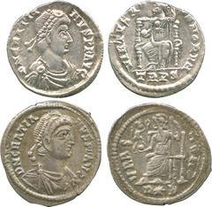 THE ALFRED FRANKLIN COLLECTION OF ANCIENT COINS, ROMAN SILVER AND BRONZE COINS , Gratian (AD 367-383), Silver Siliqua, mint of Treveri, pearl-diademed, draped and cuirassed bust right, rev Roma enthro