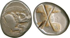 ANCIENT GREEK COINS, Lycia, Uncertain Dynast (c.480-440 BC), Silver Stater, forepart of a boar facing right, rev crossed lines, within an incuse punch, 9.09g (SNG von Aulock 4054; Falghera 2). Small t
