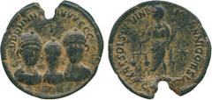 THE COLLECTION OF A CLASSICIST, ANCIENT COINS, Theodosius I, with Arcadius and Honorius, Æ Exagium Solidi Weight, mint of Constantinople, AD 393-395, DDD NNN A[AA]VVVGGG , diademed and draped busts of