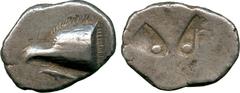 ANCIENT COINS, GREEK, Paphlagonia, Sinope (c.490-425 BC), Silver Drachm, head of sea-eagle facing left, dolphin below, rev quadripartite incuse square, pellets in quarters, 5.01g (SNG BM Black Sea 136