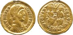 THE COLLECTION OF A CLASSICIST (PART 2), ANCIENT COINS, ROMAN, (Mint of Rome unless otherwise stated ), Theodosius I (AD 379-395), Gold Solidus, mint of Thessalonica, struck AD 383-388, pearl-diademed