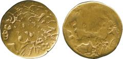 ANCIENT COINS, ANCIENT BRITISH, Celtic Gold, Gallo-Belgic import A, Bellovaci, Gold Stater, 7.06g, mid 2nd Century BC, broad flan, left type, large devolved Apollo head left, rev horse left (crude dis