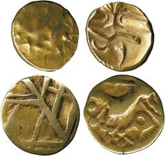 ANCIENT COINS, ANCIENT BRITISH, Celtic Gold, Gallo-Belgic import B, Nervii(?), Gold ¼-Stater, 1.81g, late 2nd Century BC, crossed lines, rev horse left, lyre below (ABC 37; VA 37-1; S 9); import D, Am
