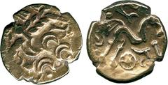 ANCIENT COINS, ANCIENT BRITISH, Celtic Gold, Regini and Atrebates, British Qa Remic or ‘Selsey two-faced’ type Gold Stater, 5.18g, c.60-50 BC, devolved Apollo head wreath pattern, ‘face’ within patter