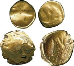 ANCIENT COINS, ANCIENT BRITISH, Celtic Gold, Regini, Gold ¼-Stater, 1.73g, c.65-45 BC, weak ‘boat’ design, two or three figures standing, rev raised line, other lines at sides (ABC 530; VA -; S 39A); 