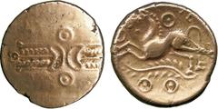 ANCIENT COINS, ANCIENT BRITISH, Celtic Gold, Trinovantes, Dubnovellaunos (c.5BC-AD 10), Gold Stater, 5.40g, wreath pattern across centre, outline crescent ends at centre, pellet within ring above, bel