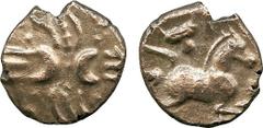 ANCIENT COINS, ANCIENT BRITISH, Celtic Gold, Catuvellauni, Tasciovanus (c.25 BC-AD 10), Gold ¼-Stater, 1.36g, cruciform wreath patterns, two curved and two straight, two crescents back to back in cent