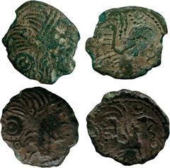 ANCIENT COINS, ANCIENT BRITISH, Celtic Silver and Base Metal, Regini, Silver Unit (2), 1.12g, 0.95g, c.65-45 BC, head right, rev horse right, wheel above, lyre below, one with upright lyre, one with b