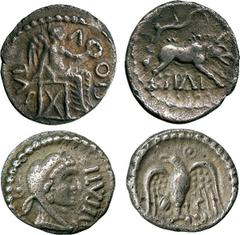 ANCIENT COINS, ANCIENT BRITISH, Celtic Silver and Base Metal, Regini and Atrebates, Epaticcus (c. AD 20-40), Silver Unit, 1.24g, head right, EPATI to right, rev eagle, pellet in ring above (ABC 1346; 