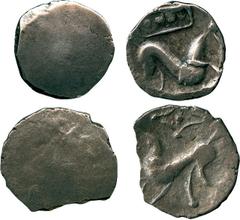 ANCIENT COINS, ANCIENT BRITISH, Celtic Silver and Base Metal, Corieltauvi, uniface Silver Unit, 0.80g, late 1st Century BC, blank obverse, rev horse right, four pellets within rectangle above (ABC 181