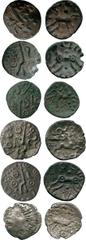 ANCIENT COINS, ANCIENT BRITISH, Celtic Silver and Base Metal, Dobunni, Silver Unit, 0.92g, c.50-20 BC, devolved head right, ornaments around, rev horse right, ‘flower’ pattern above, V shape behind, c