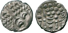 ANCIENT COINS, ANCIENT BRITISH, Celtic Silver and Base Metal, D urotriges, Silver Stater, 6.06g, c.58 BC - AD 43, devolved Apollo head pattern, rev disjointed crude horse right, twelve pellets above, 